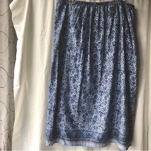 Venezia Jeans Plus Size Blue Bohemian Print Maxi Skirt, Elastic Waist, 2X